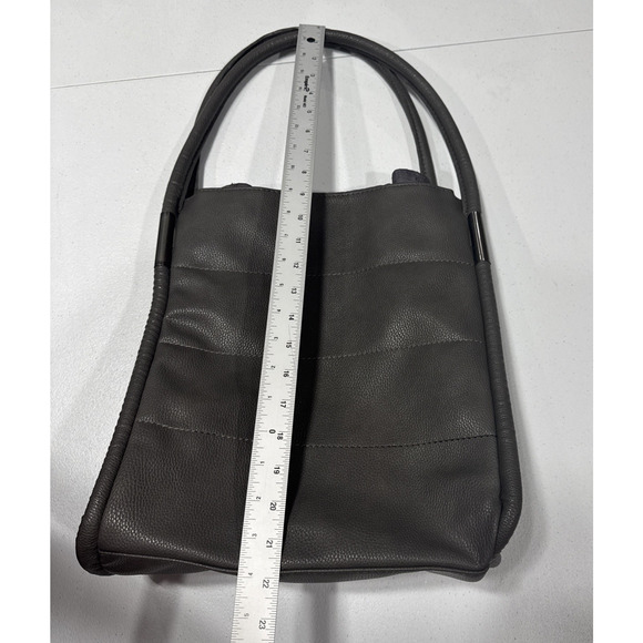 NEIMAN MARCUS Tote Bag Dark Gray Faux Pebbled Vegan Leather Shoulder Purse Large - Picture 8 of 12